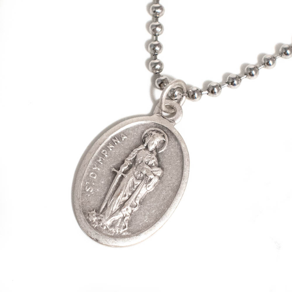 Saint St Dymphna Medal Necklace Patron Saint Of Stress And Anxiety Made In Italy