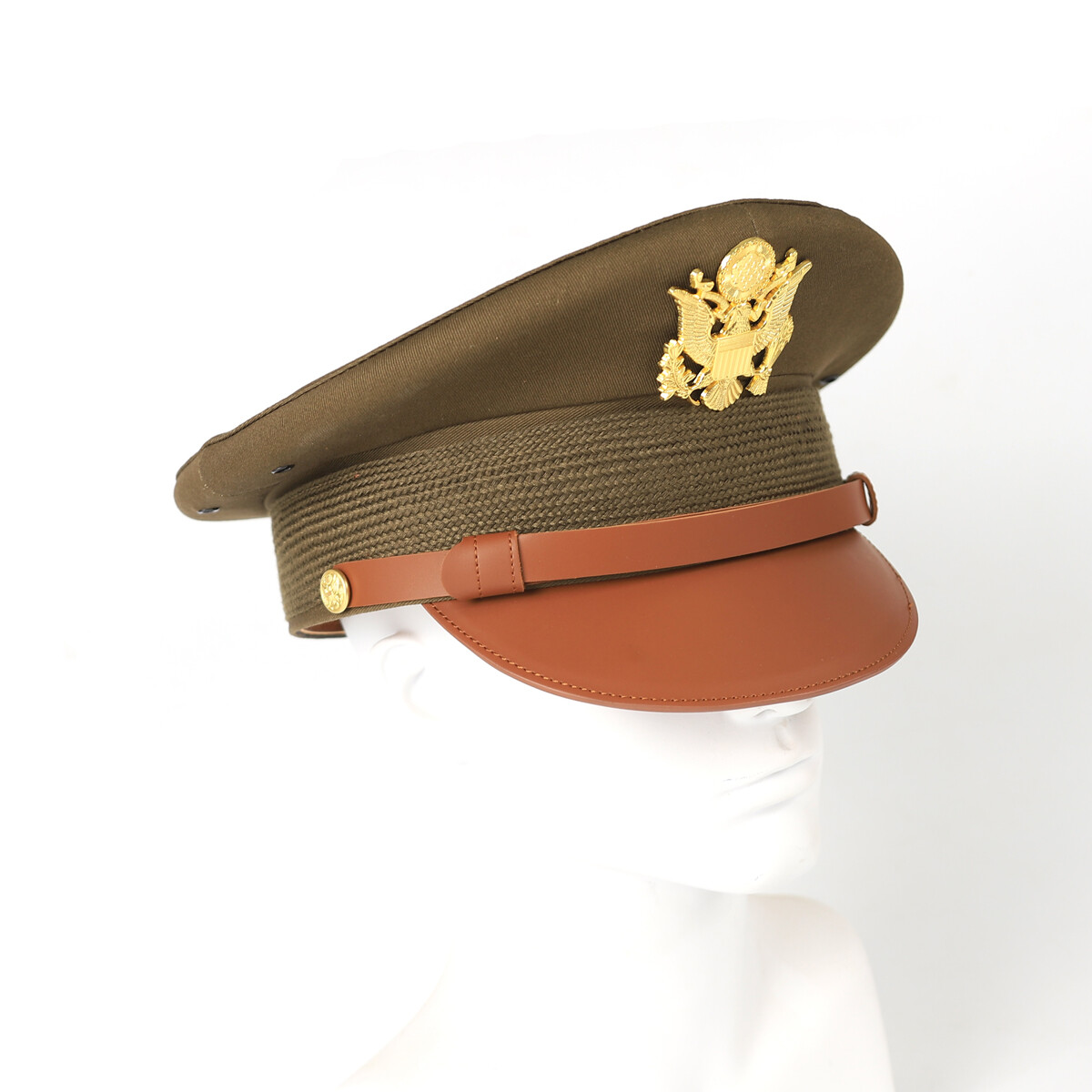 7 3/8 WW2 US Army Visor Hat Officer Cap Eagle Badge WWII Reproduction
