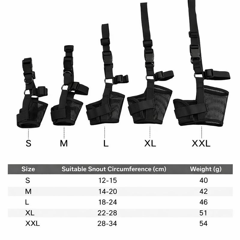 Soft Mesh Dog Muzzle Adjustable Anti Bark Bite Chew Grooming Mouth Guard Nylon