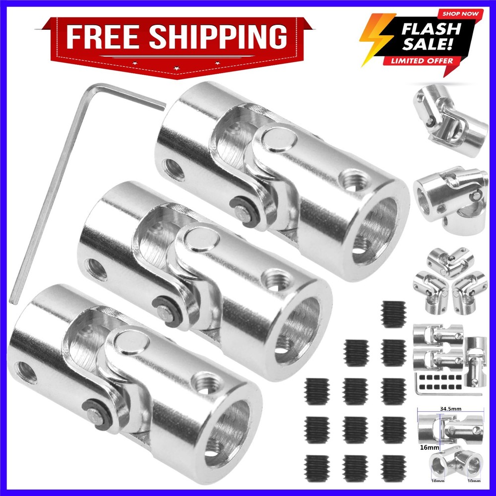 3Pack Universal U Joint Coupler Rotatable Steering Shaft Coupling Motor Conne...