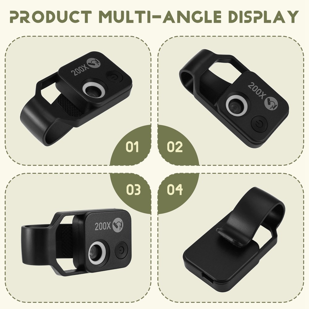 200X Cell Phone Microscope Accessory with Window Microscope, Portable 5270