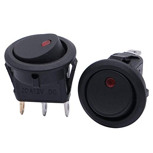 12pcs 12V Lighted Round Rocker Switch Toggle Switch LED SPST On-Off Switch Red