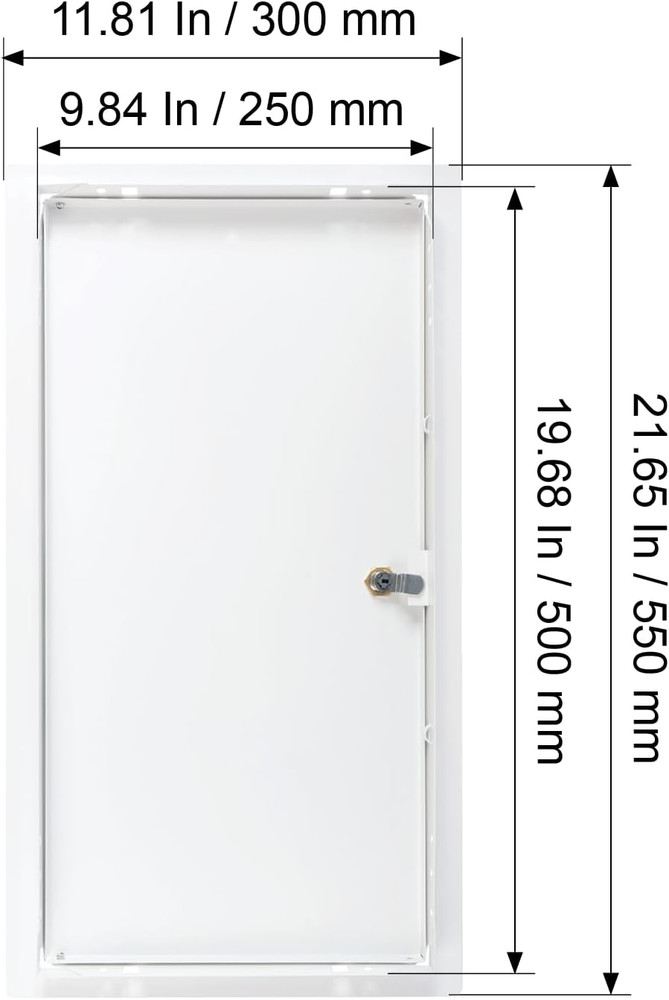 Lockable 10" x 20" White Metal Access Panel for Plumbing & Electrical Services