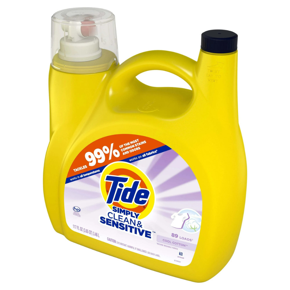 Tide Simply Laundry Detergent Liquid, Clean & Sensitive, Cool Cotton, 89 Loads