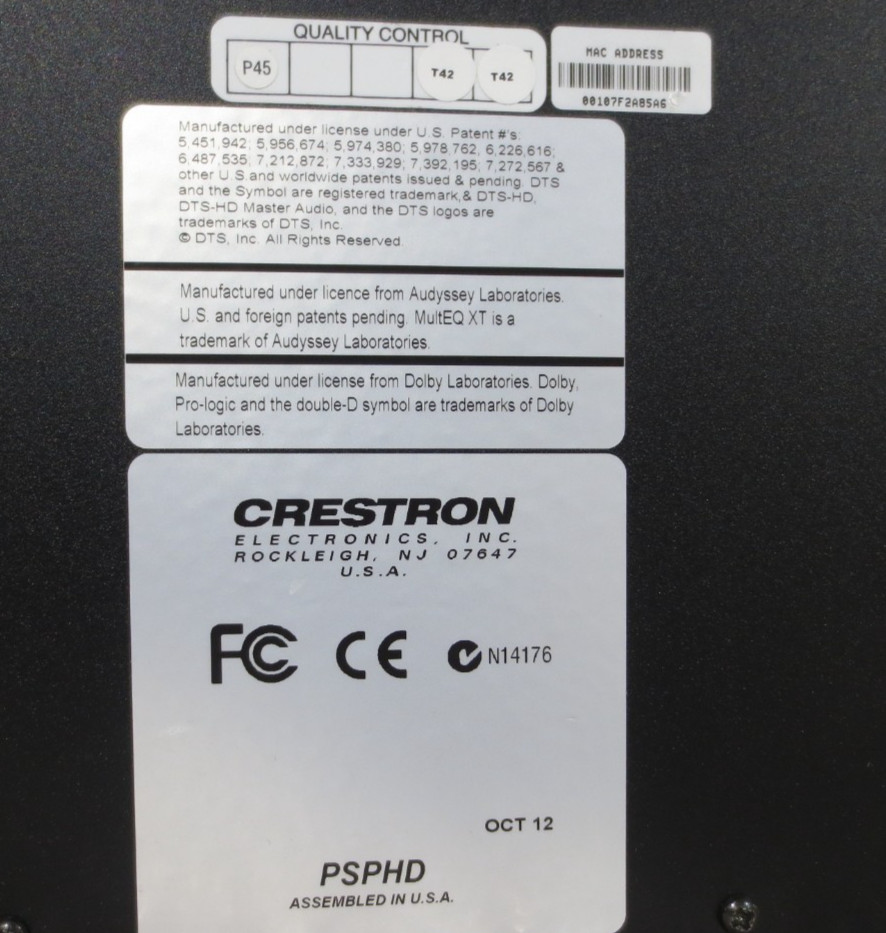 Crestron PSPHD PROCISE 7.3 High-Definition Professional Surround Sound Processor