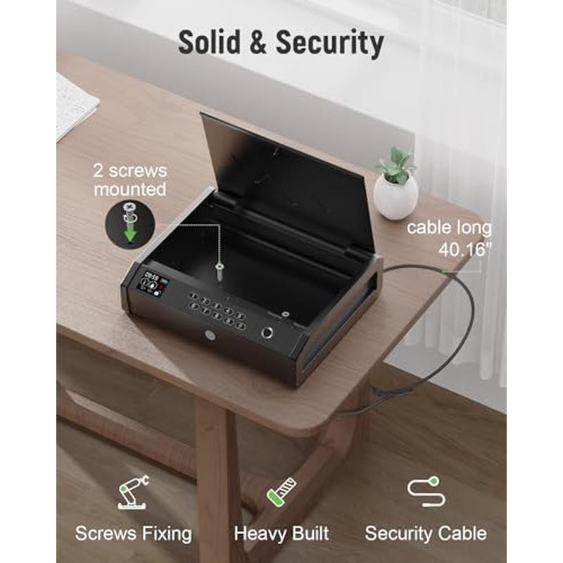Biometric Pistol Safe W/ LCD Display Quick Access Secure Storage 2 Handguns New