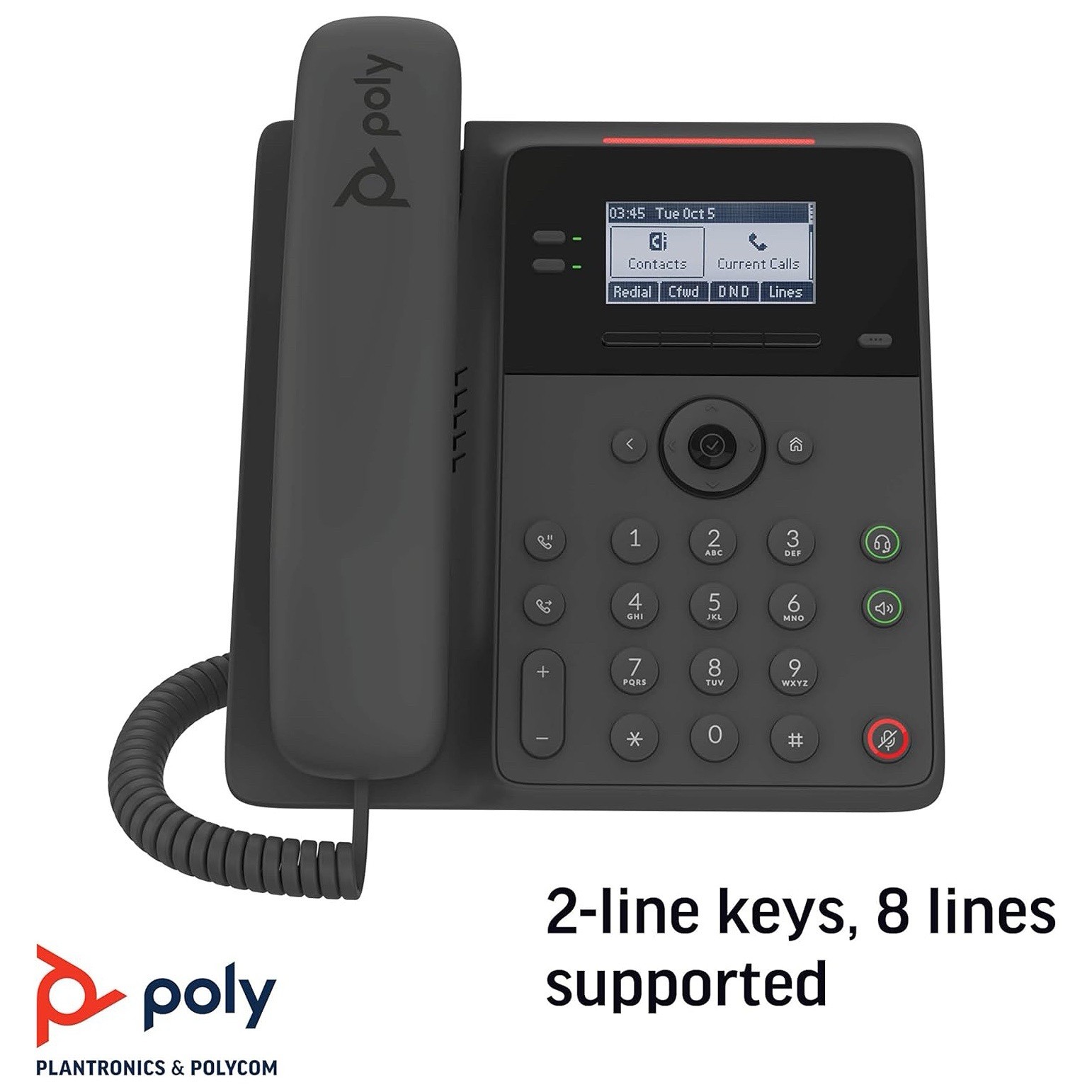 Plantronics Poly Edge B10 IP Desk Phone With Power Adapter (Polycom) 8 Lines NEW