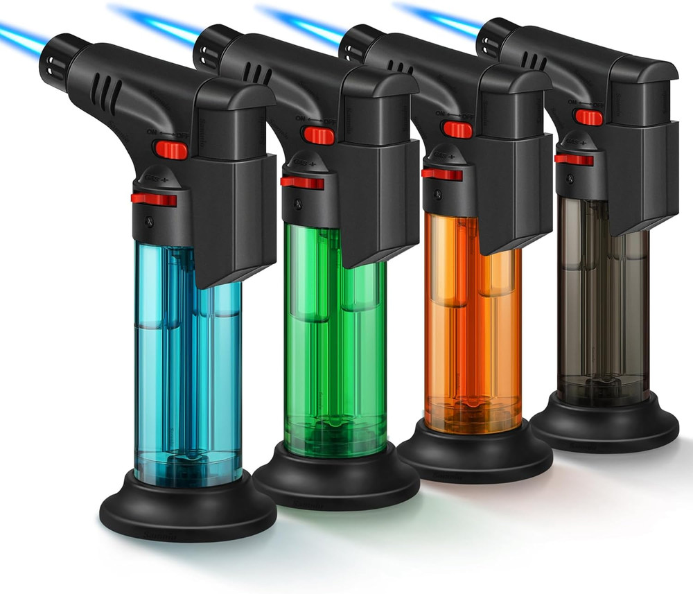 4 Pack Jet Flame Butane Torch Lighters Refillable Windproof Candle Grill