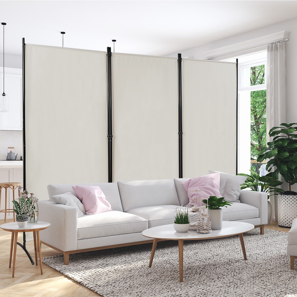 3-Panel Room Divider Folding Privacy Partition Screen for Office Room White