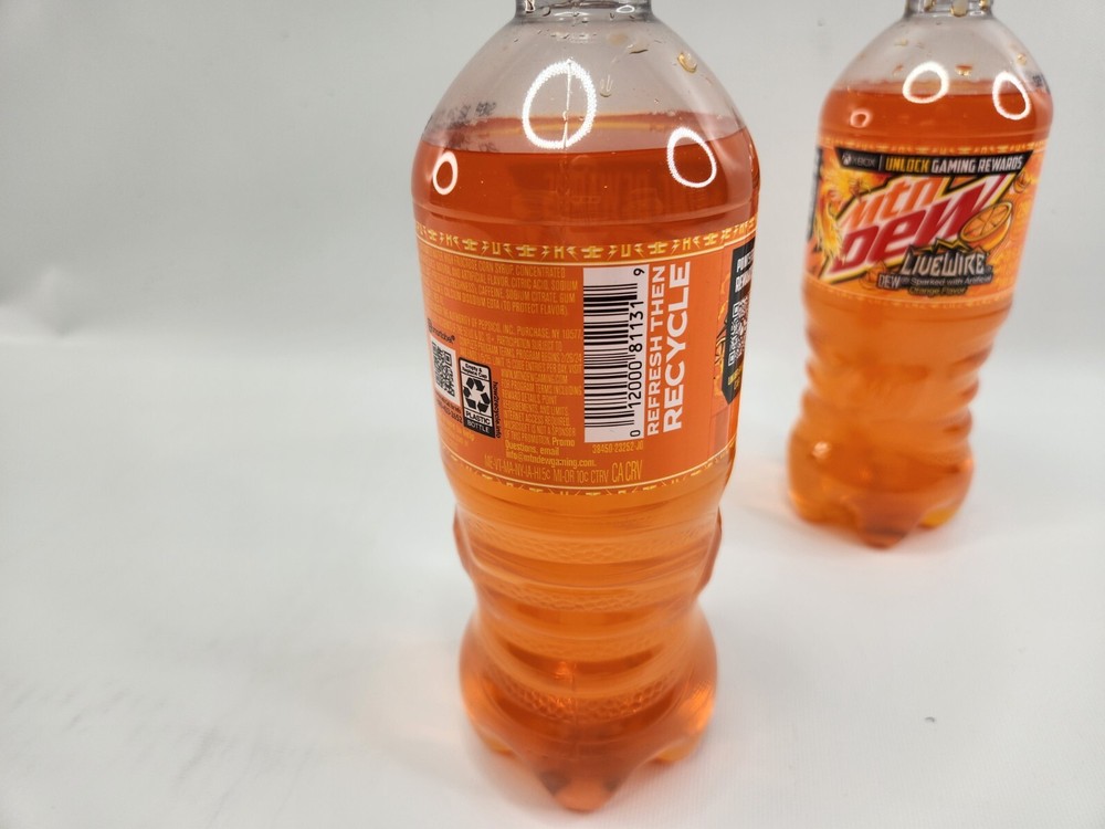 Mountain Dew LiveWire 2 Bottles New Unopened Orange Live Wire