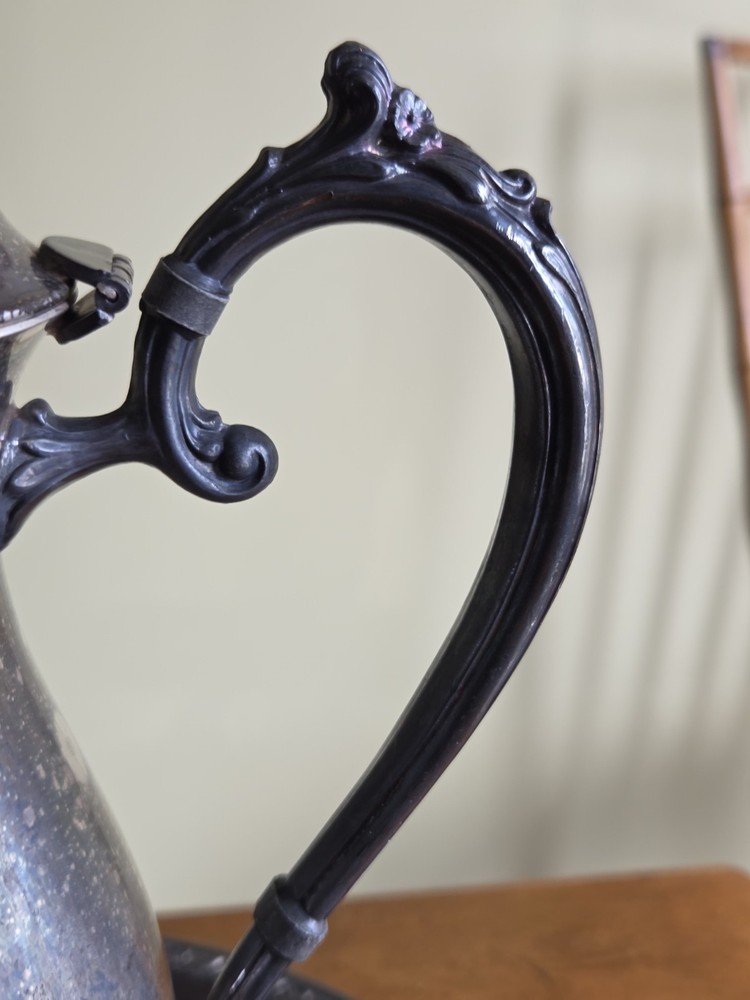 Antique FB Rogers Silver Company 1883 Silverplate Coffee Tea Pot & Handled Tray