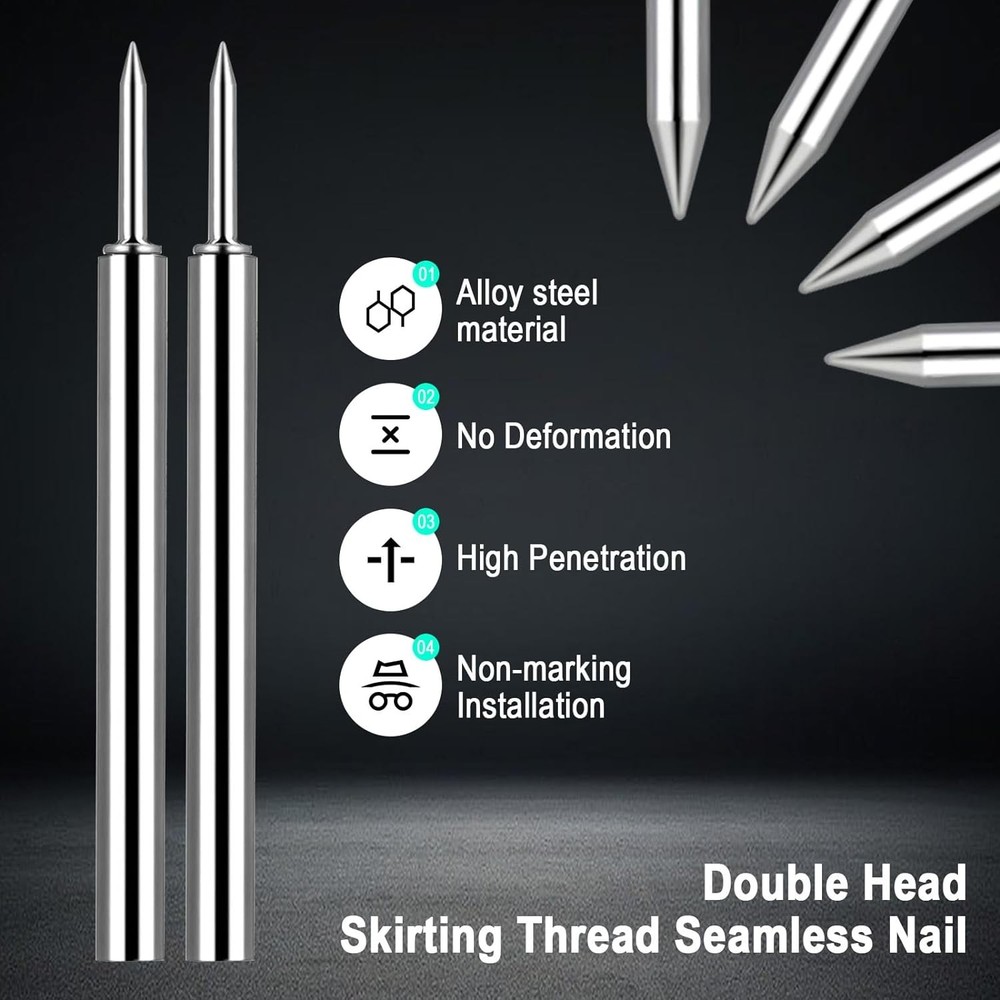 250 Pcs Double-Head Skirting Thread Seamless Nail, Double-Headed Silver