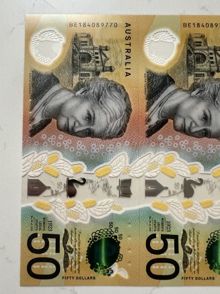 Australia $50 x 5 Next Generation Notes. UNC Consecutive Serial Numbers Perfect
