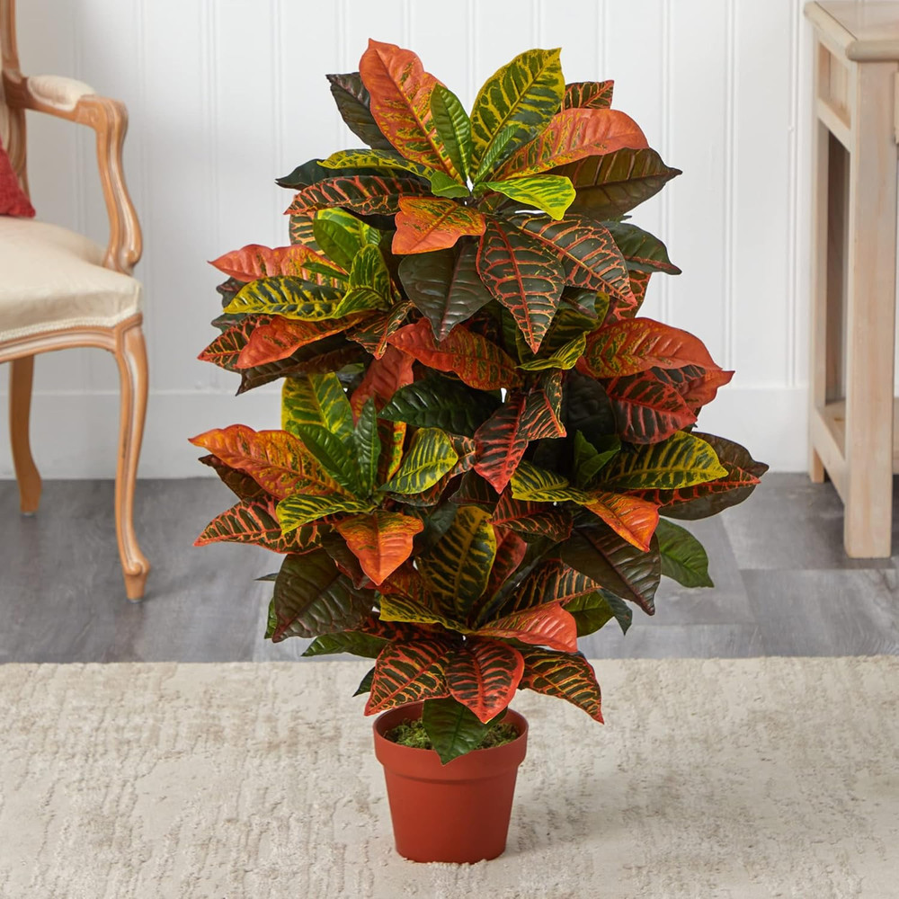 36In. Croton Artificial Plant (Real Touch)
