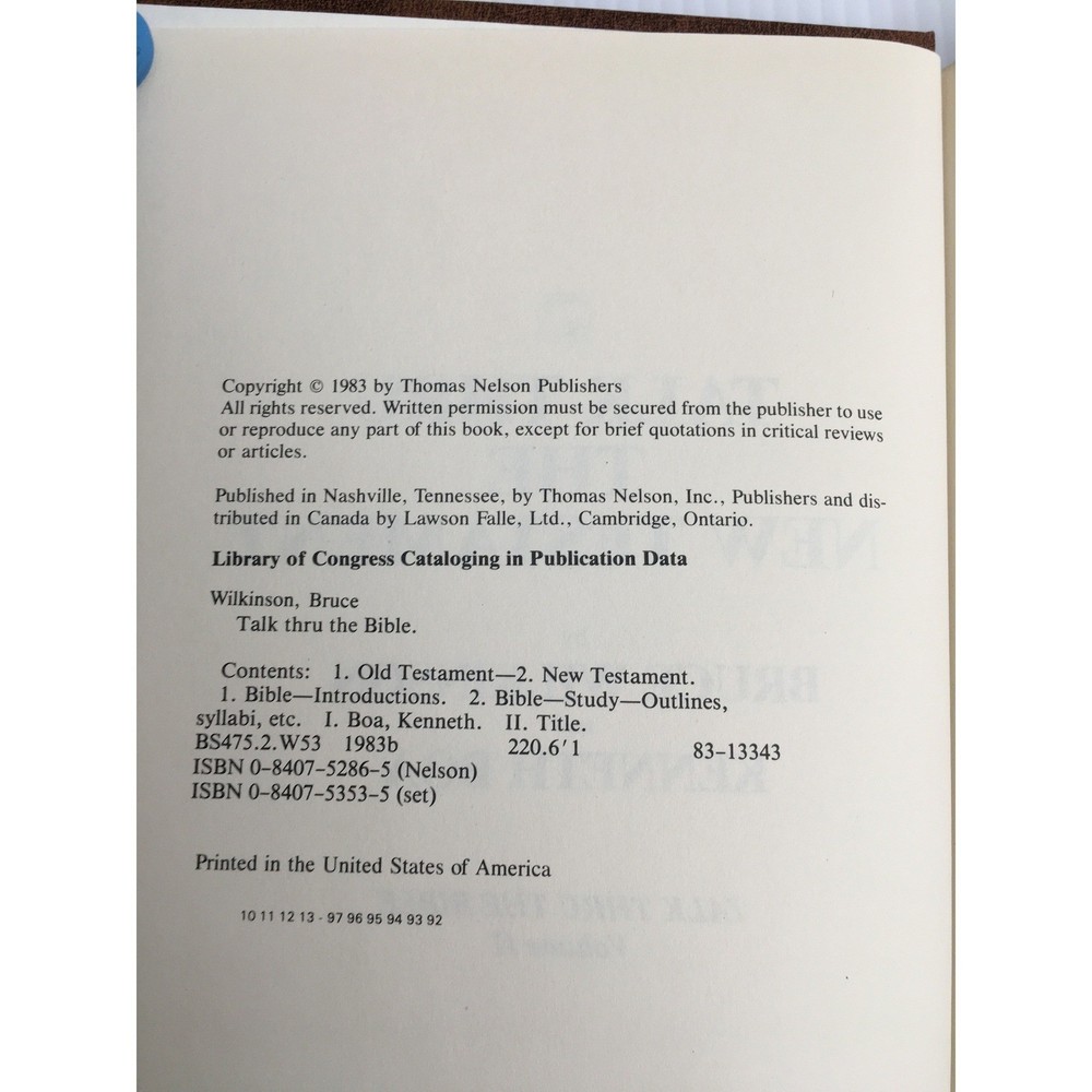 Talk Thru the New Testament Wilkinson & Boa 1983 Bible Study Guide