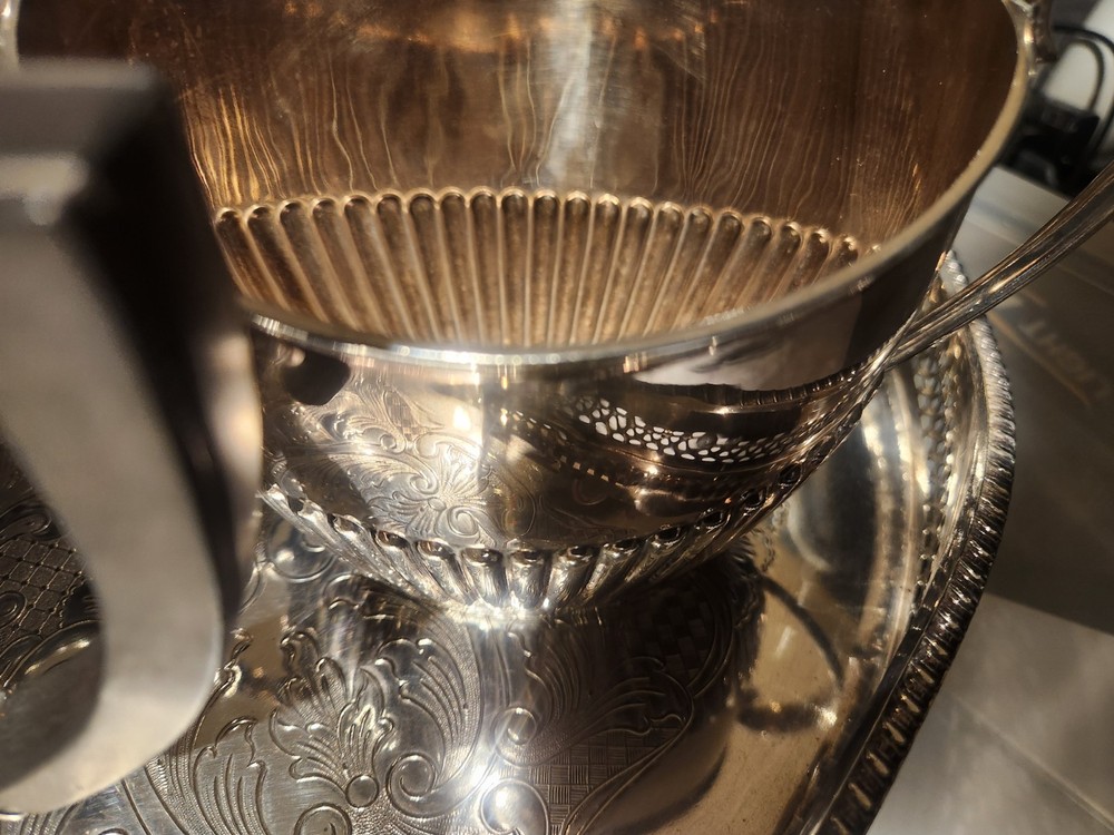 Queen Anne-style 4 Piece Coffee/Tea Set-- Additional Fruit Basket, Silver Plated