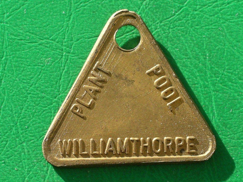 Williamthorpe Derbys. NCB Plant Pool colliery pit check miners coal mining token