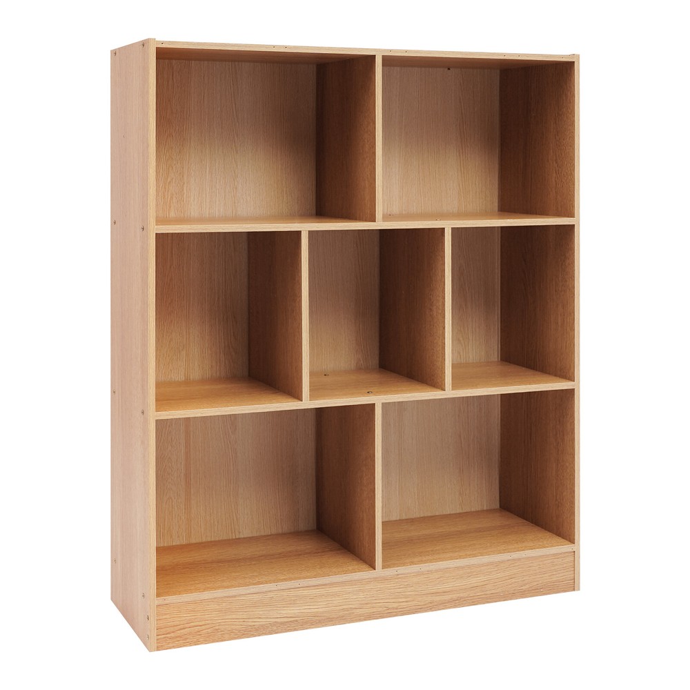 Density Board Bookcase, Bookcase with 7 Compartments, Floor-standing Bookcase