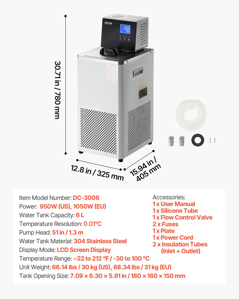 VEVOR Laboratory Chiller Circulator Lab Recirculating Chiller 6L Low Temperature