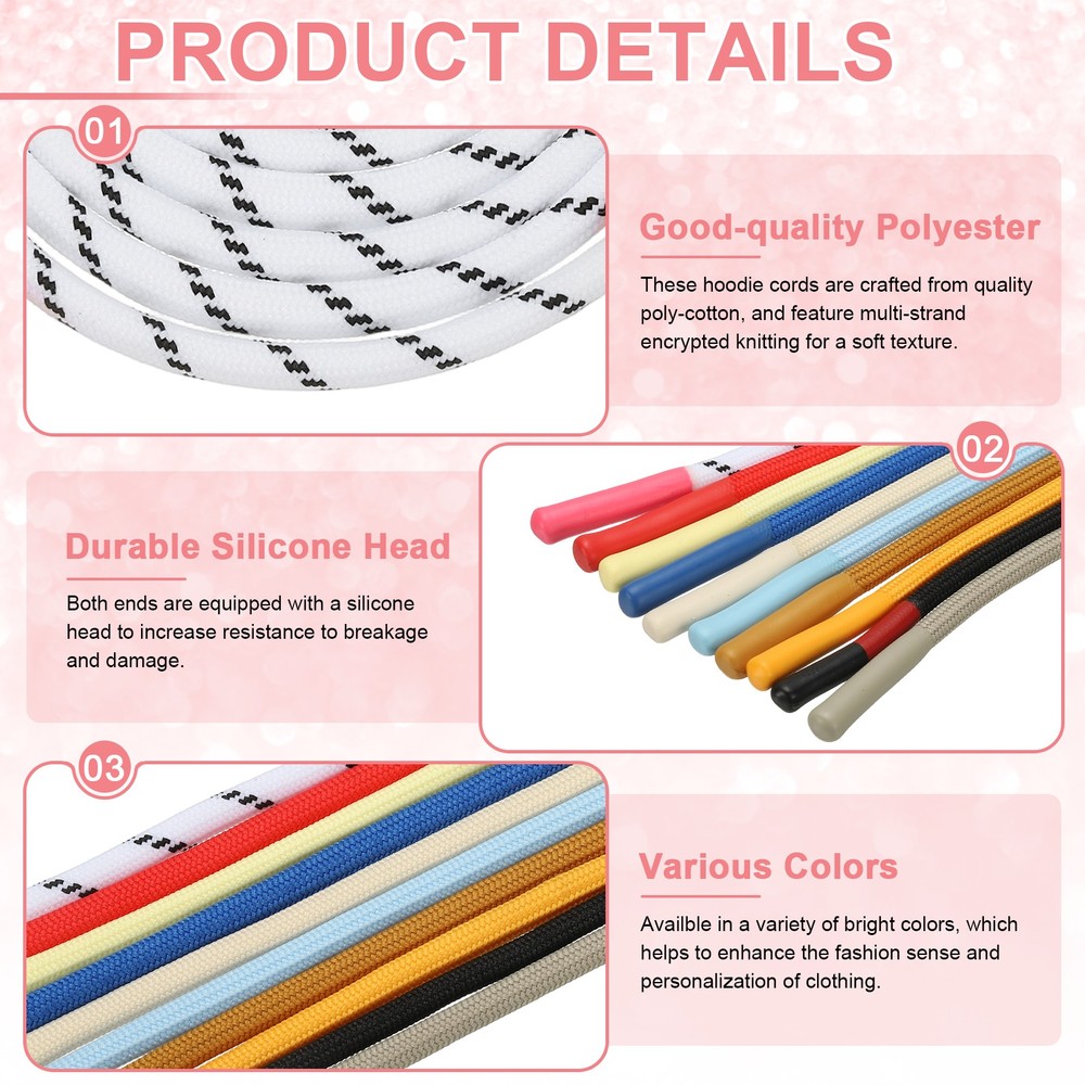 2pcs 53inch Drawstring Cords Hoodie String with Easy Threader Orange