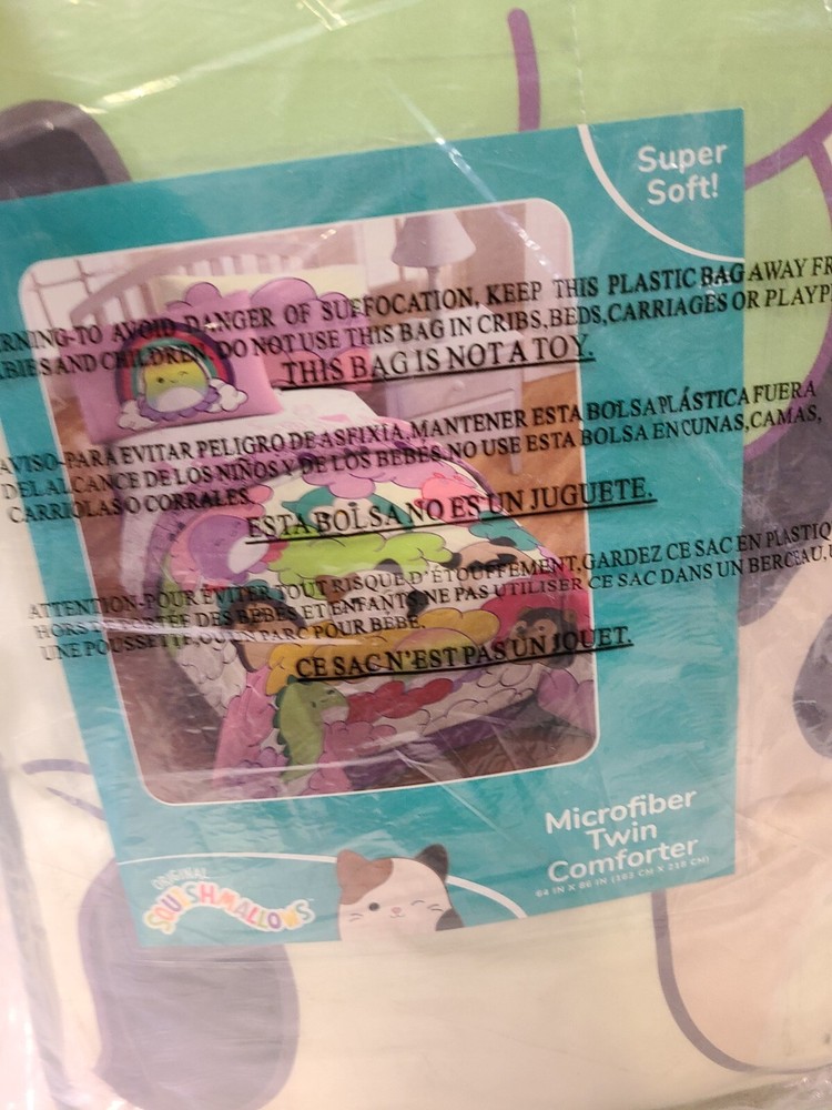 Original Squishmallows Soft Reversible Microfiber Comforter TWIN (64” X 86”)