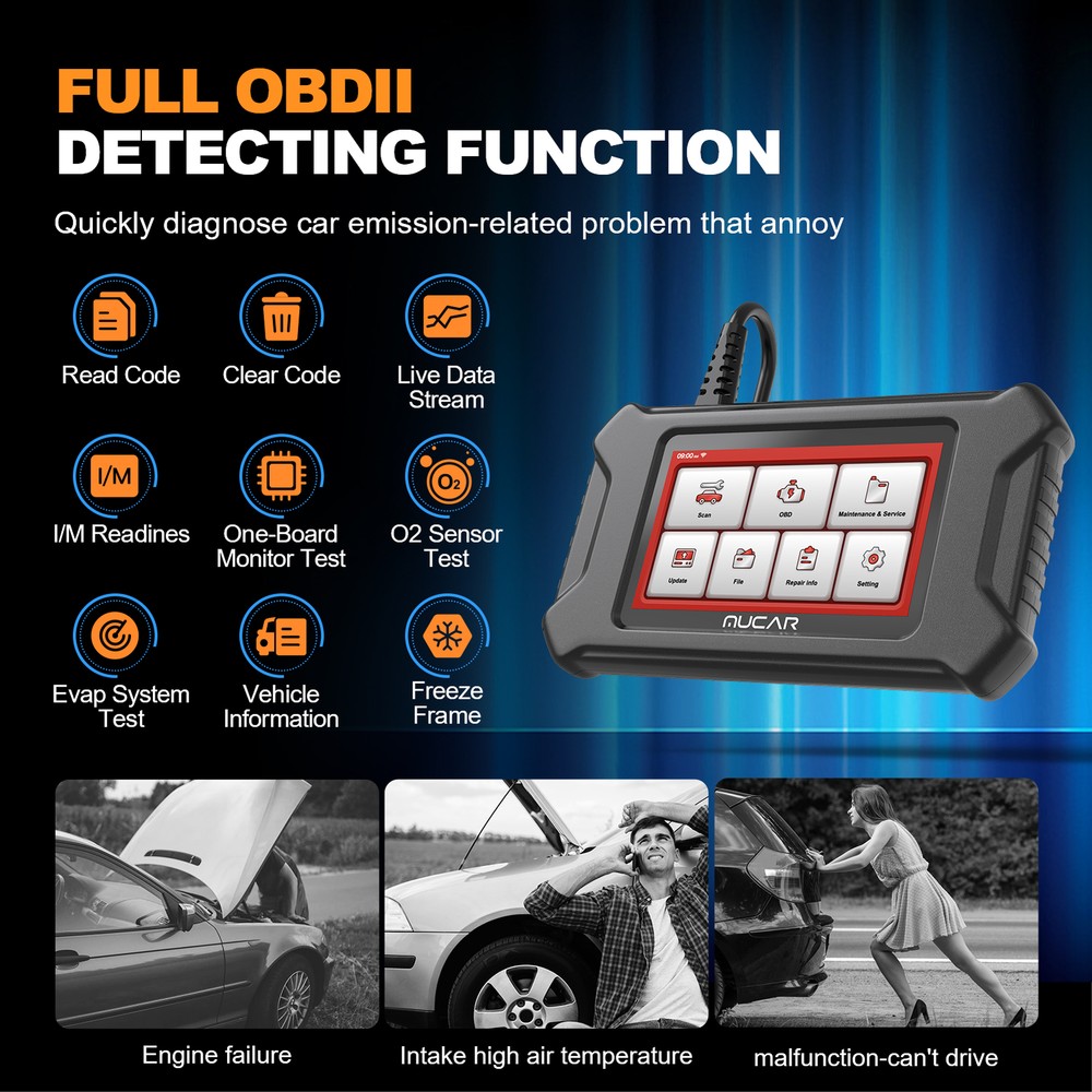 MUCAR Engine Car Diagnostic Tool OBD2 Scanner Multiple Maintenance Reset Service
