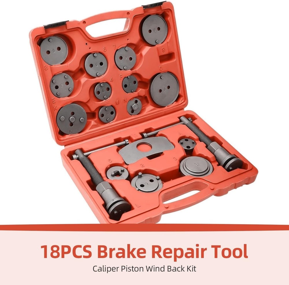 18Pcs Universal Disc Brake Caliper Rewind Tool Compression Piston Wind Back Kit
