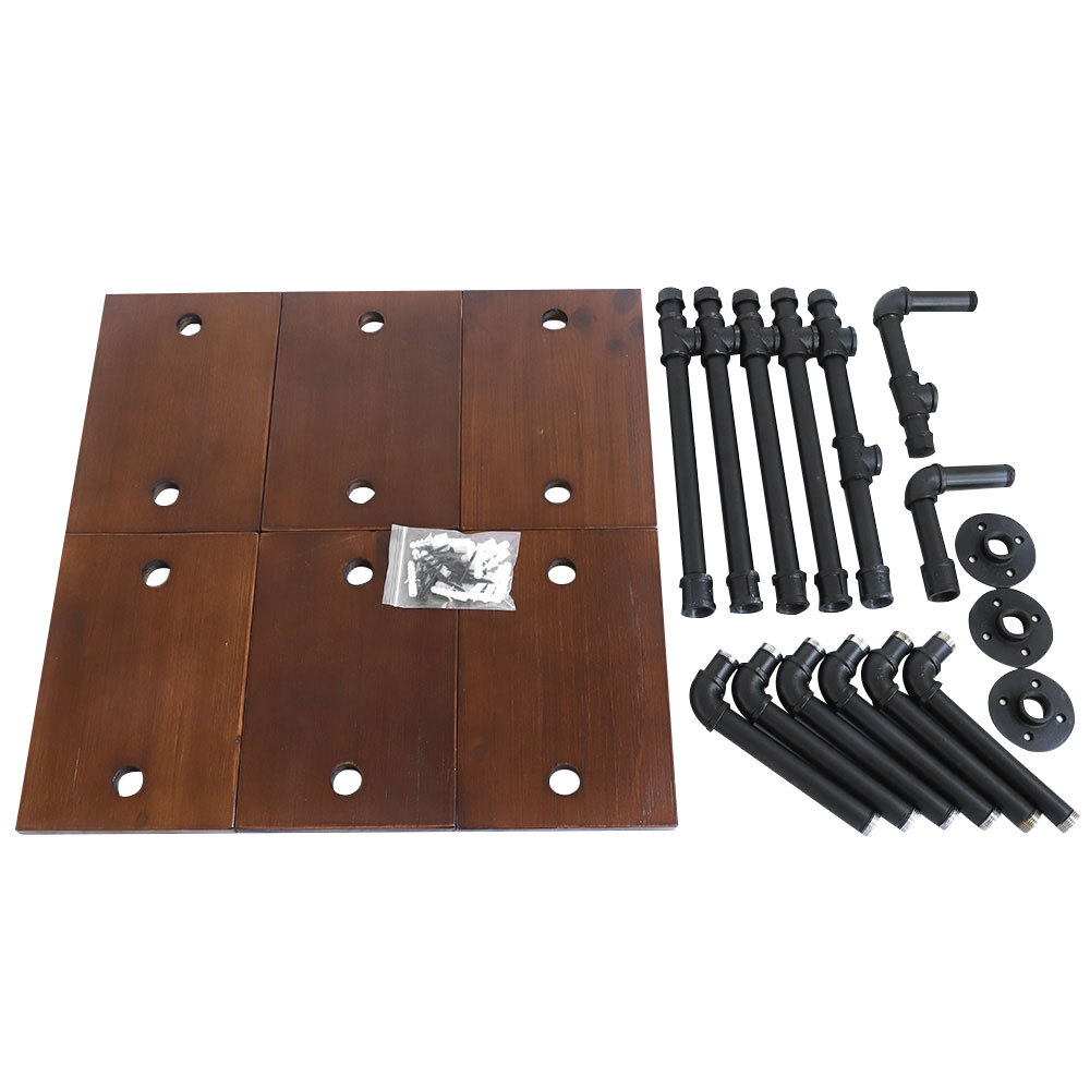 6Tier Shelf Industrial Bracket Rustic Iron Pipe Wall-Mounted Floating Rack Shelf