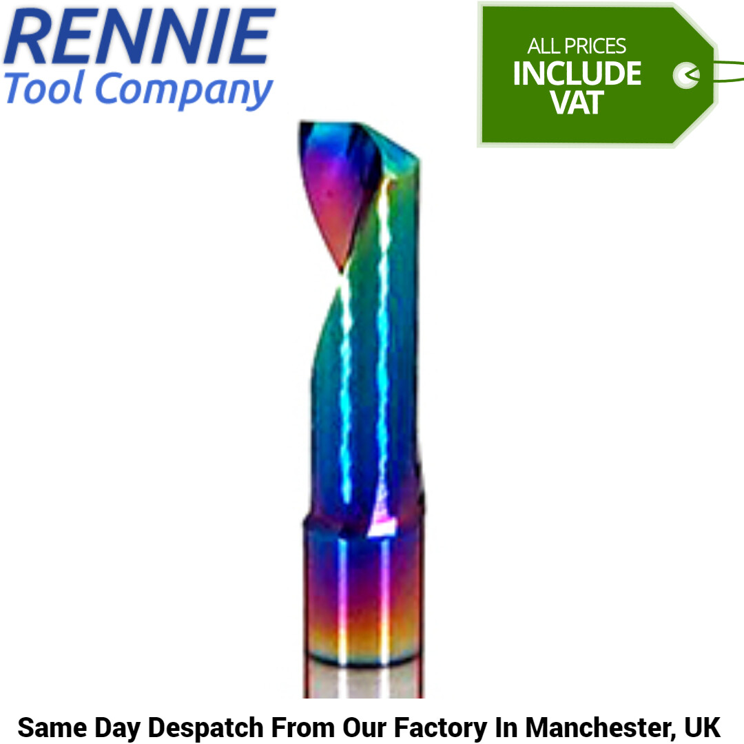 Solid Carbide Single Flute DLC Coated Spiral Router Bit / End Mill For Aluminium