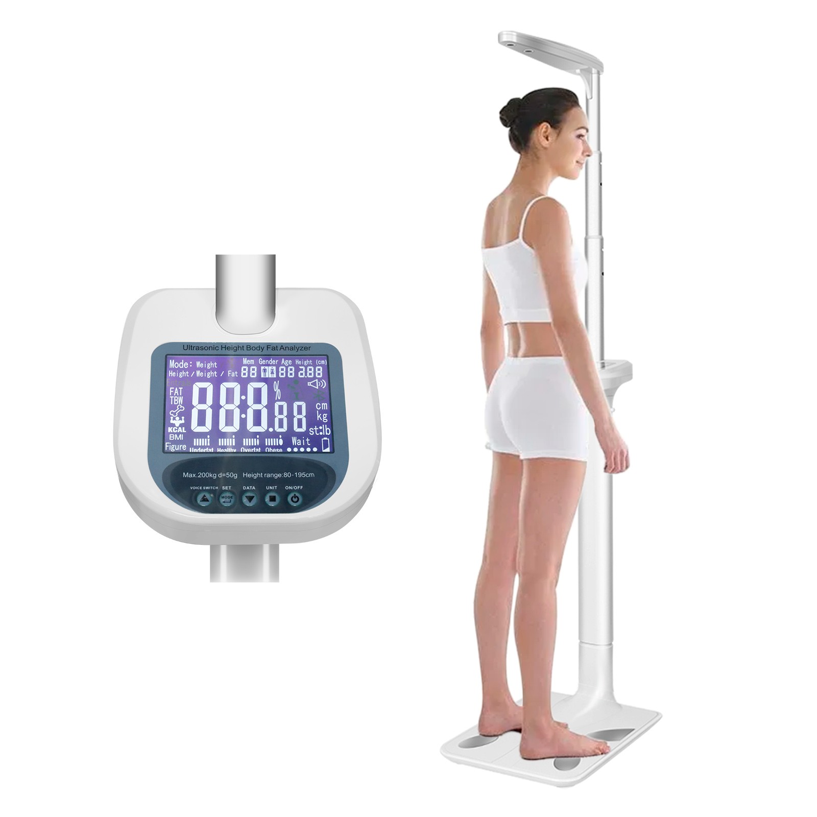 440 LBS Professional Digital Physicians Scale, Height&MBI Digital Medical Scale