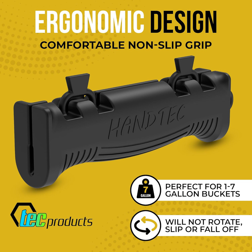 HANDTEC Bucket Handle Grip - Ergonomic Rubber Handle Replacement for Constructio