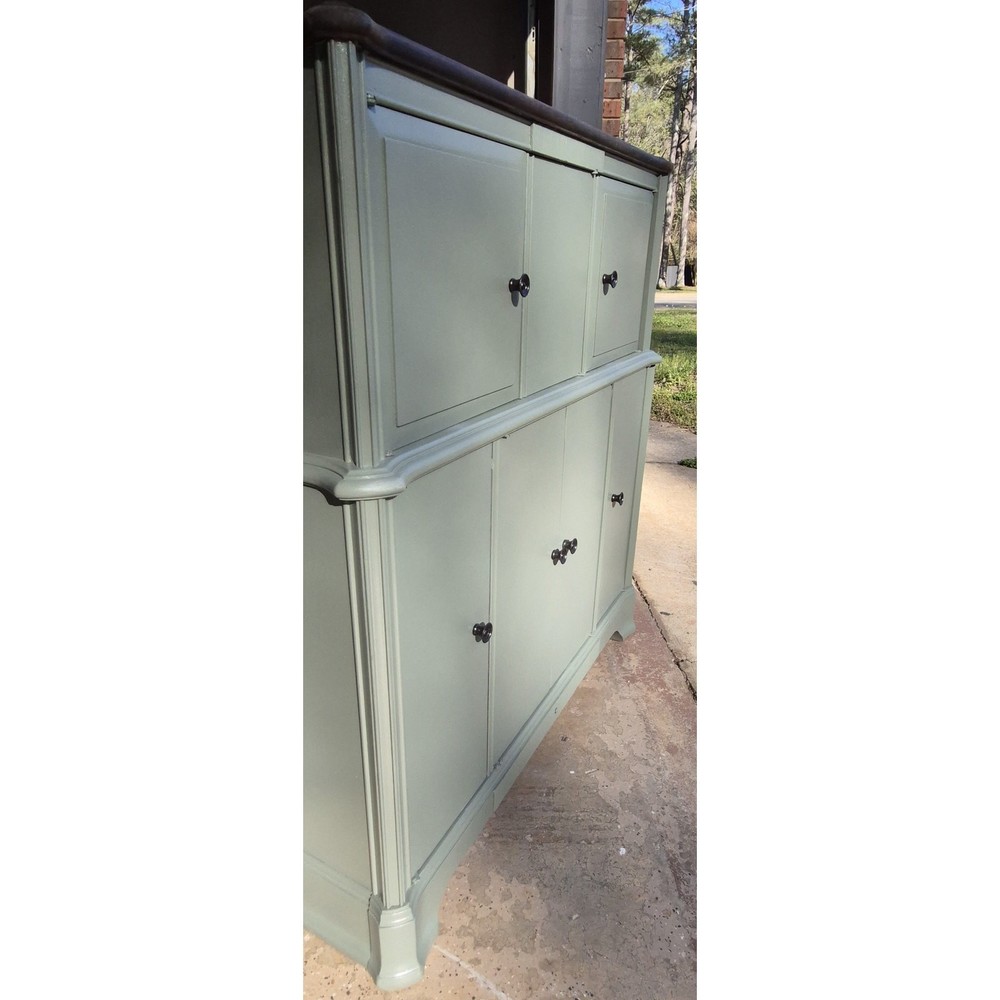 Bar Buffet Green Dark Walnut Top Original Knobs LED Lights 38x20x42 Solid Wood