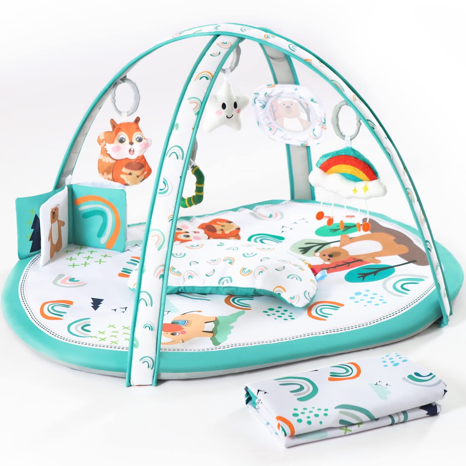 Baby Play Gym, ibabejoy Stage-Based Play Gym with 2 Machine Washable Mat Cove...