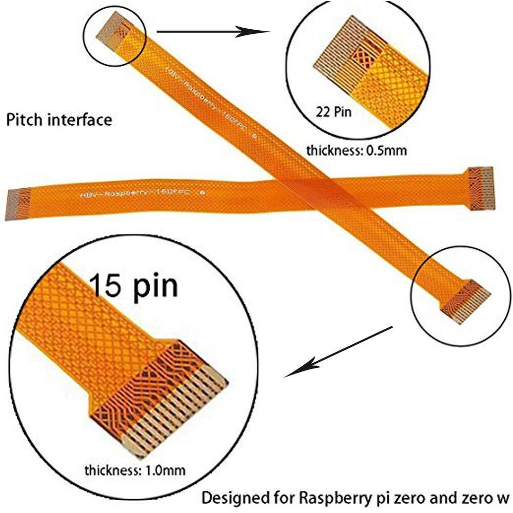 2pcs for Raspberry Pi Zero Camera FFC Cable Flex Cable 15Pin to 22Pin 16CM an...