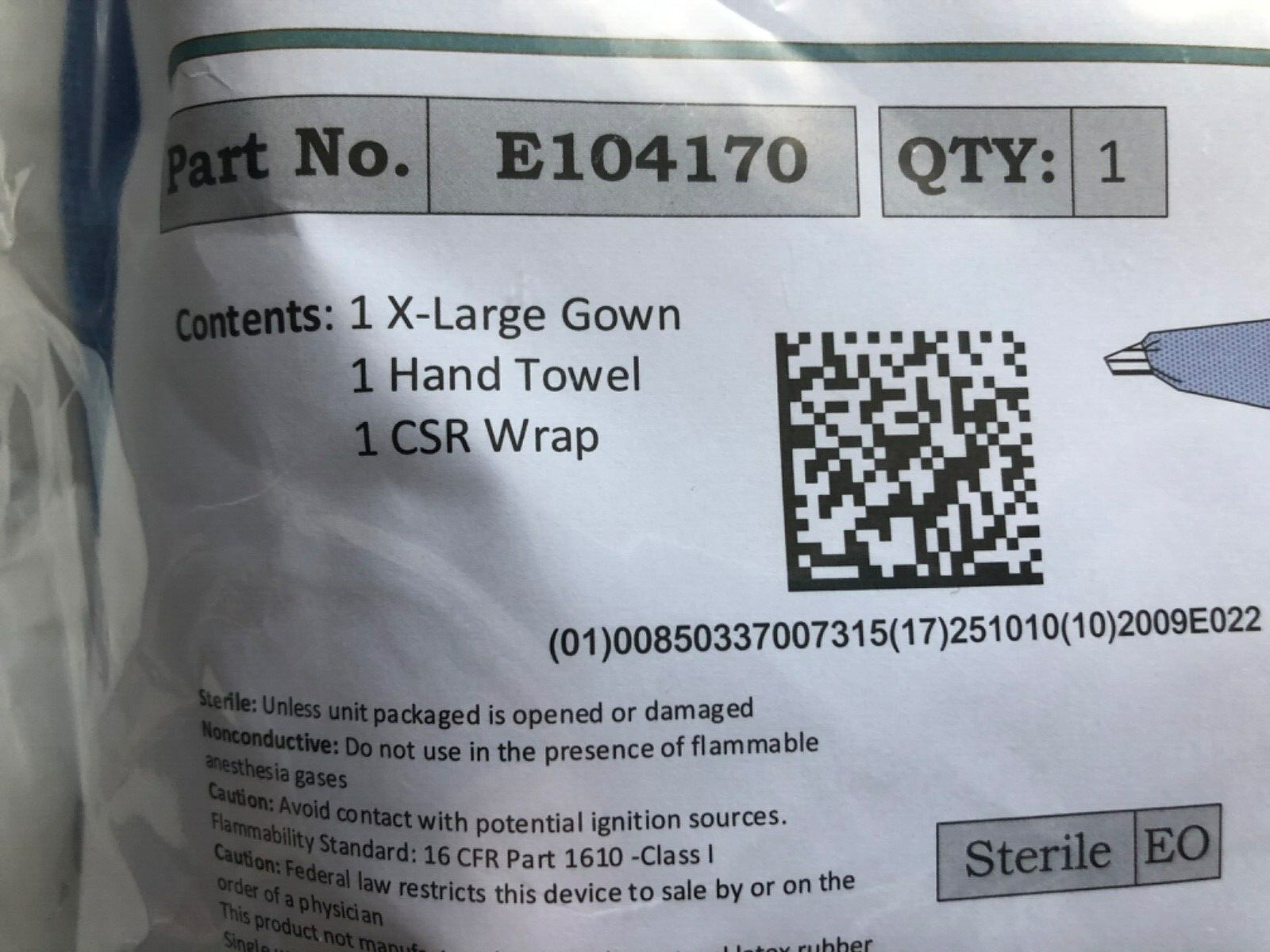 28 Units - Sterile Blue Surgical Gown Size XL AAMI Level 4 w/ Hand Towel 10/2025