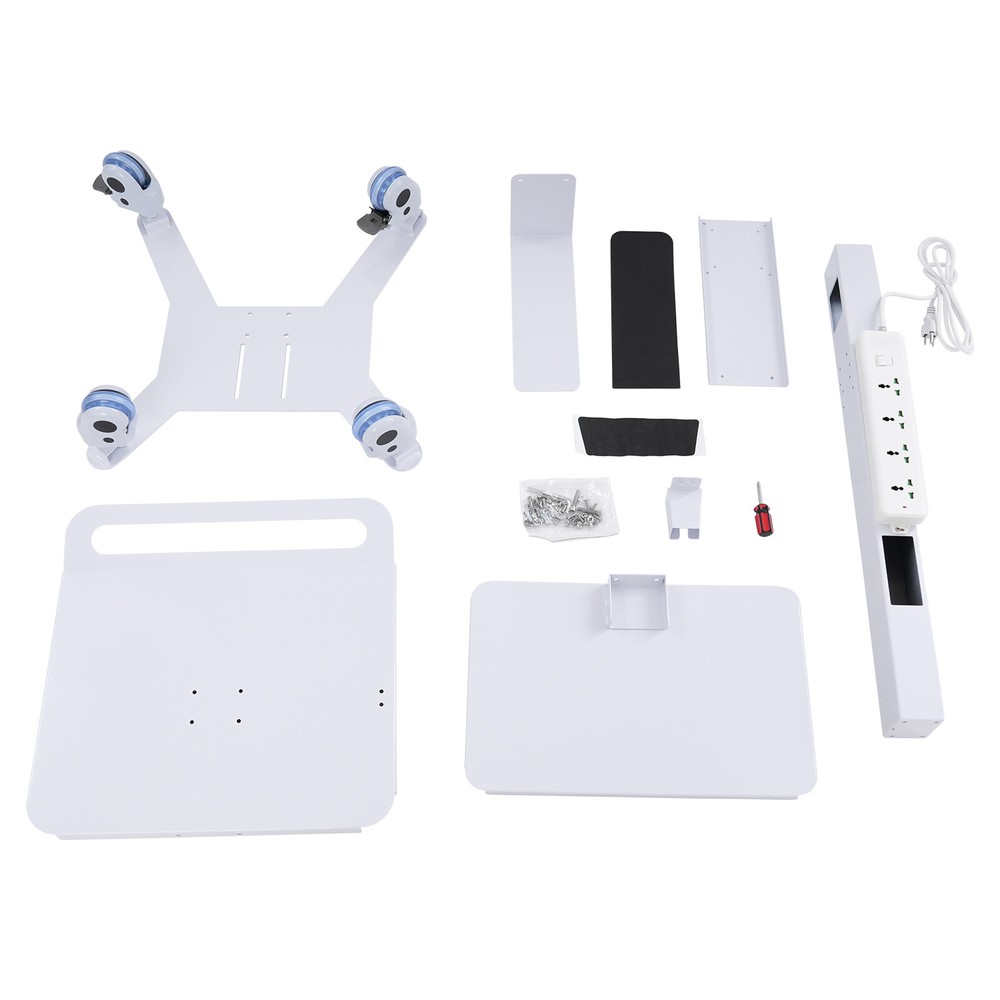 Mobile Standing Workstation Adjustable Height Rolling Computer Cart With Wheels