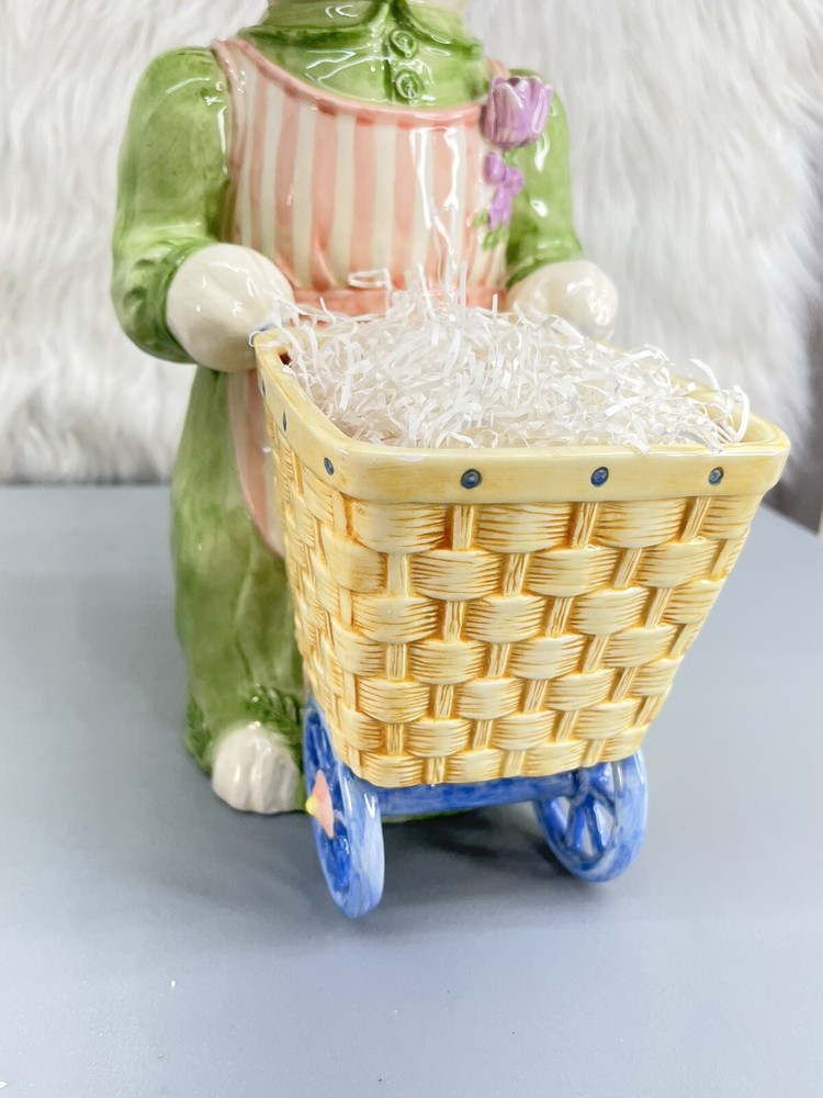 Mud Pie 2001 ceramic bunny basket Easter decor