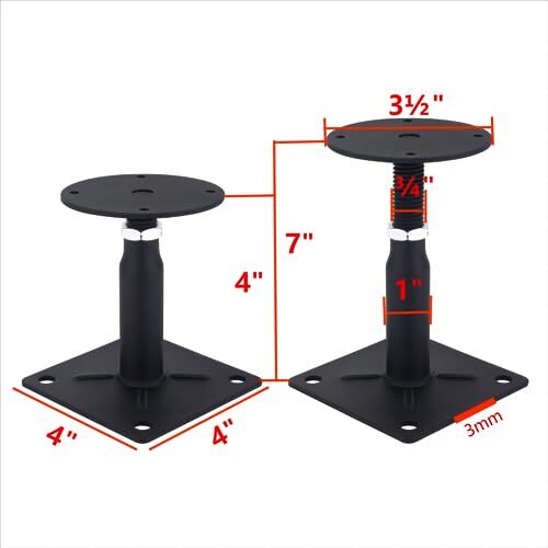 2 Pack Adjustable 4" to 7" Floor Jack，Mini Screw Jack，Adjustable Support Jack