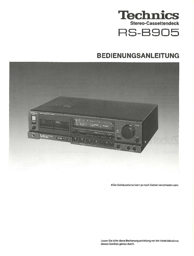 TECHNICS RS-B905 CASSETTE DECK - USER INSTRUCTIONS OWNER'S MANUAL - SVENSKA