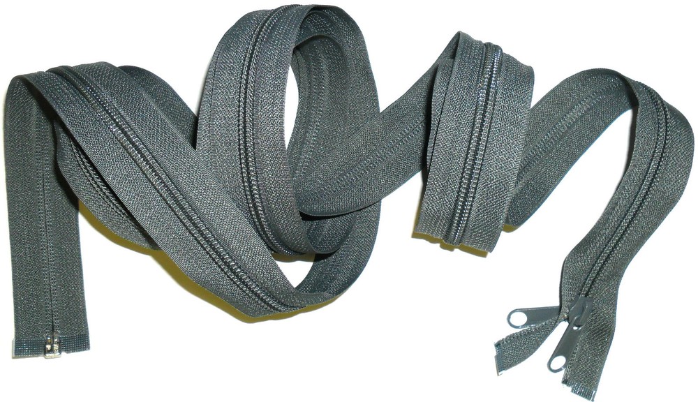LONG ZIP GREY 80"/203CM NYLON TEETH PLASTIC OPEN END, DOUBLE PULLER, NUMB 7