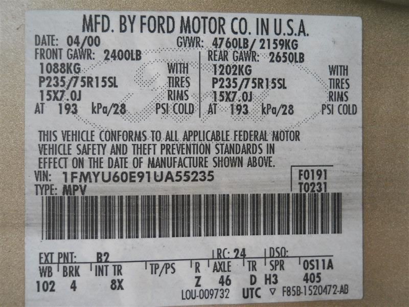 Engine ECM Electronic Control Module Firewall 2 Door Fits 01 EXPLORER 3799802