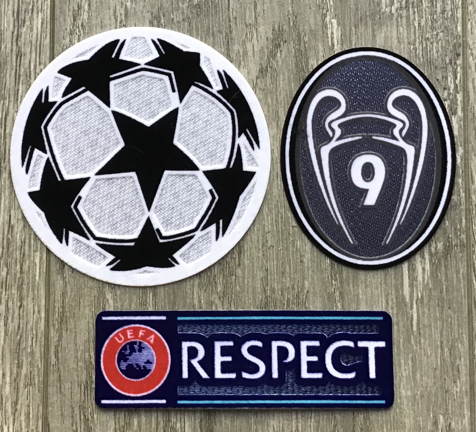 REAL MADRID CHAMPIONS LEAGUE PATCHES BADGES FULL SETS PLAYER ISSUE
