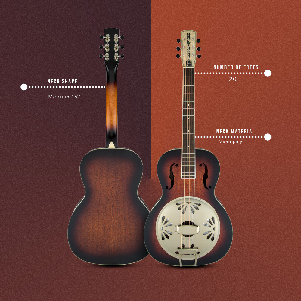 Gretsch 6 String Acoustic Electric Resonator Guitar 2 Color Sunburst