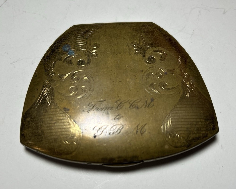 Vintage Compact. Face Powder And Puff.