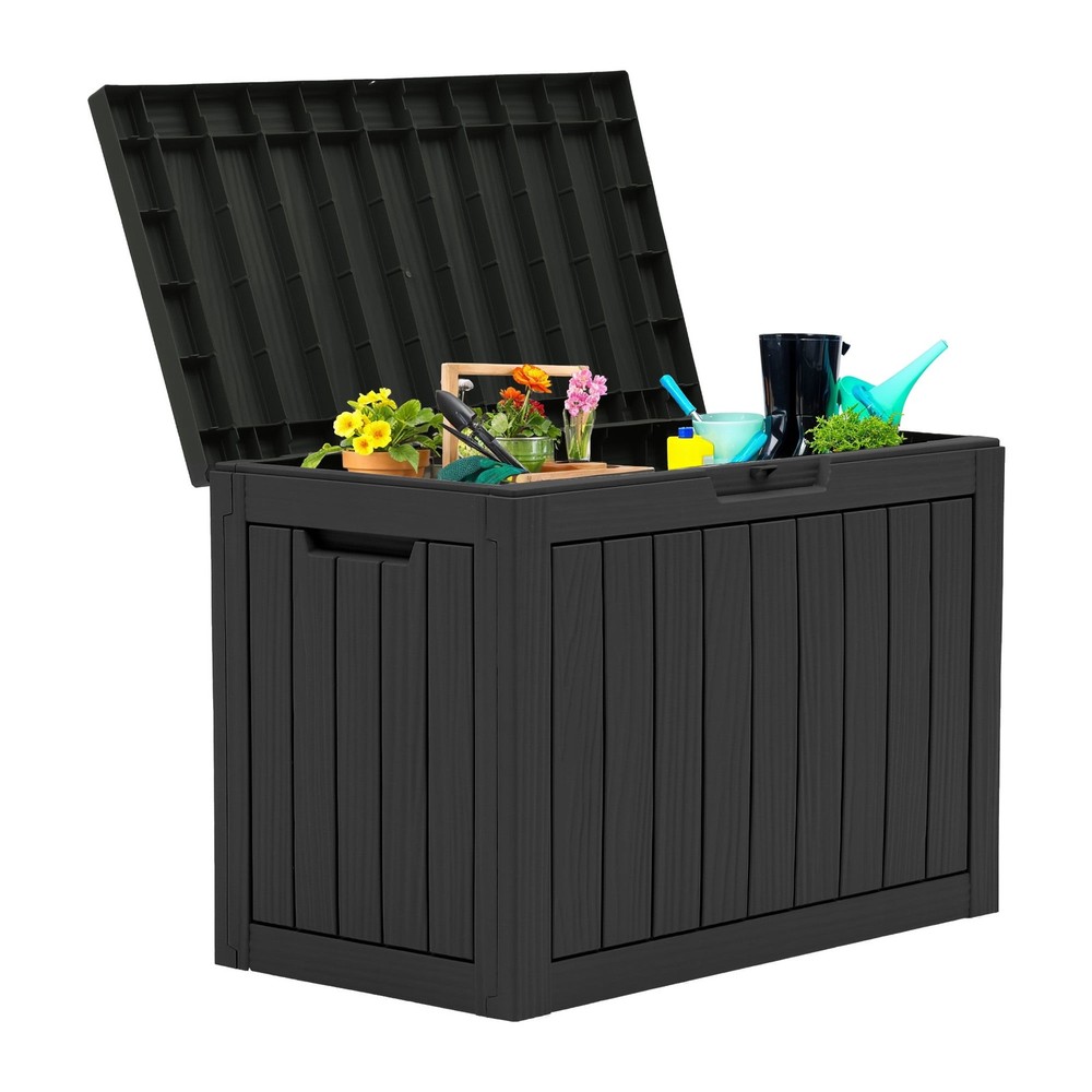 45 Gallon Outdoor Resin Deck Box, Waterproof Storage Box, Lockable, Black