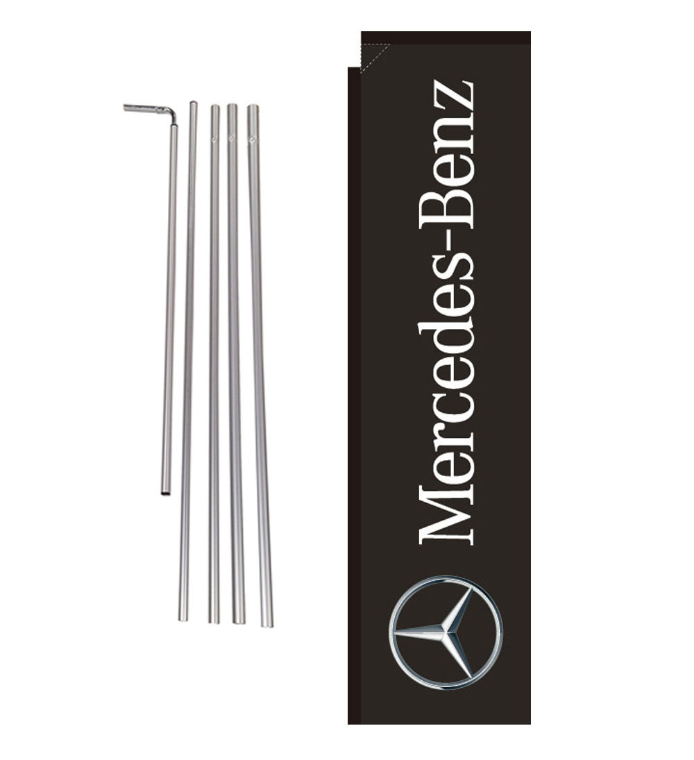 Mercedes-Benz Dealership 15' Advertising Rectangle Banner Flag w/ pole+spike