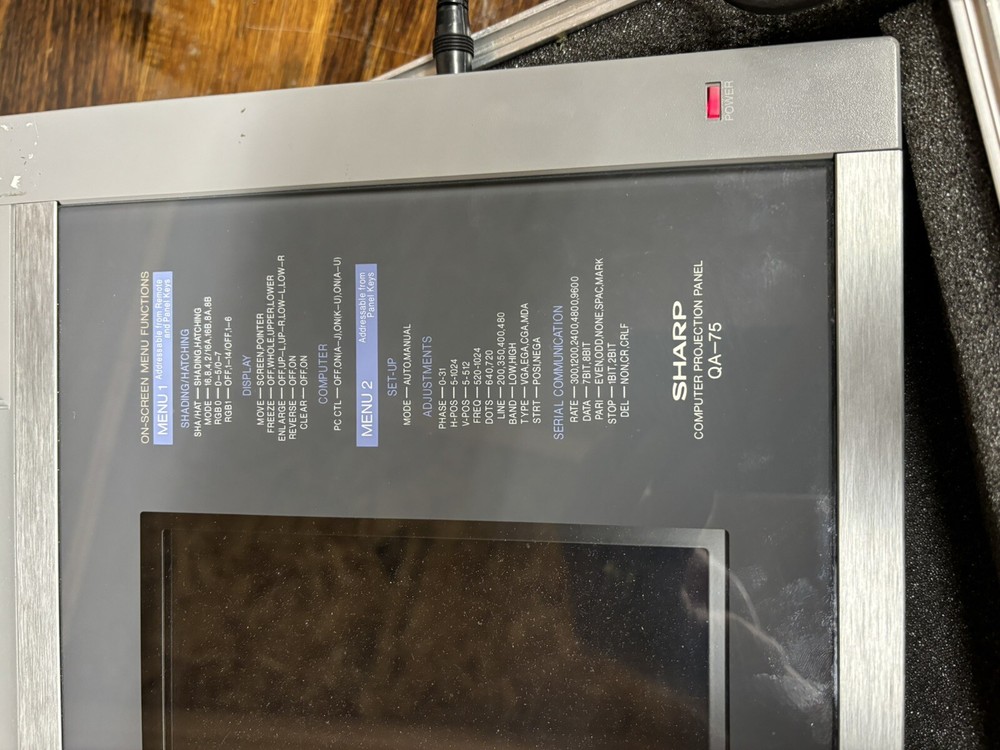 Sharp Computer Projection Panel QA-75 w Remote hard case, cables, manual & power