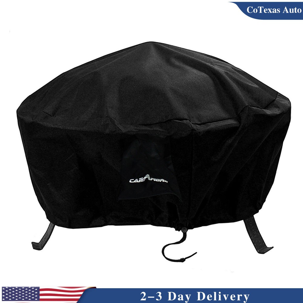 600D Outdoor Round Fire Pit Cover w/ Drawstring and Toggle Closure 44-Inch