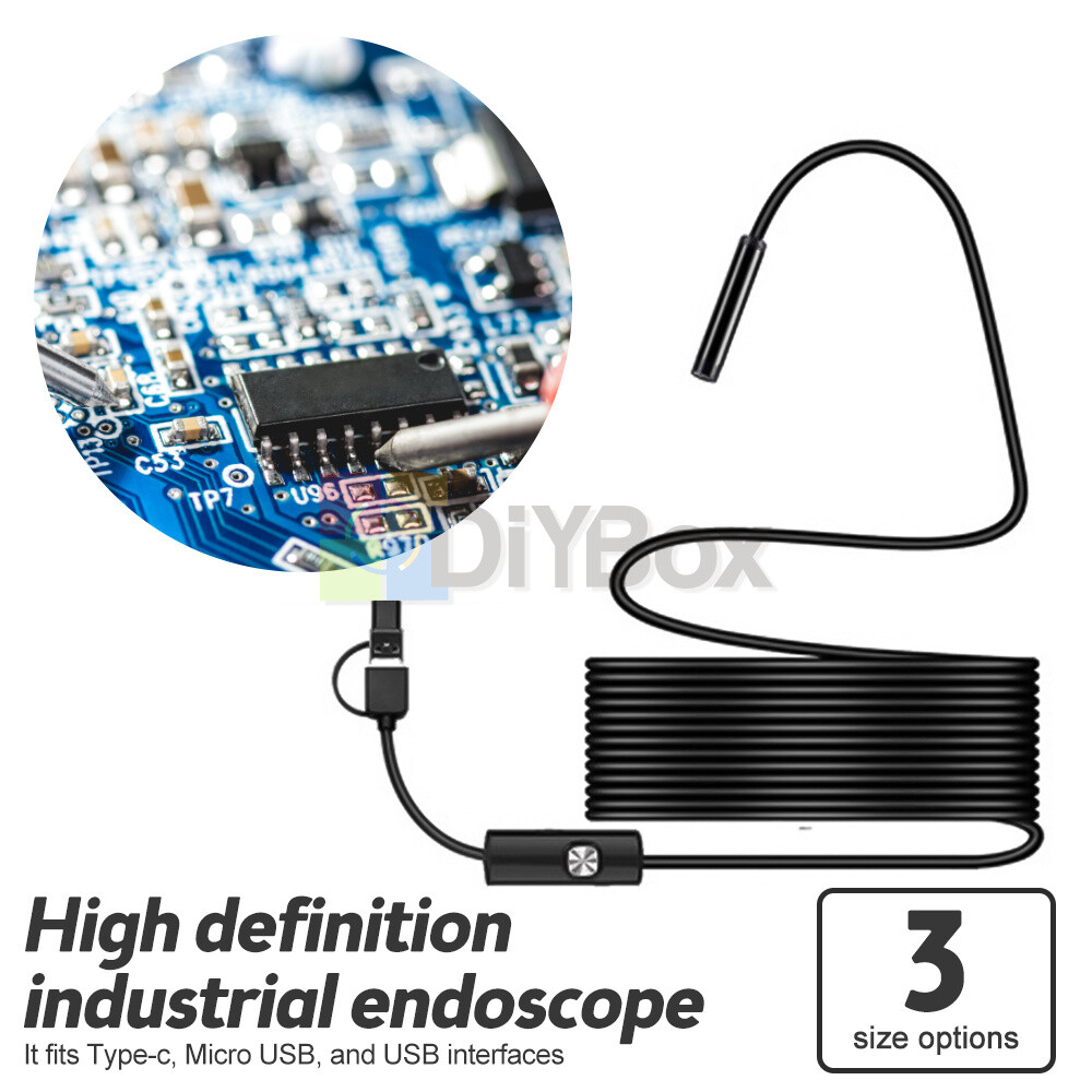 Endoscope Borescope w/ 6LED Mini Inspection USB Camera Scope Borescope 1/3.5/5m