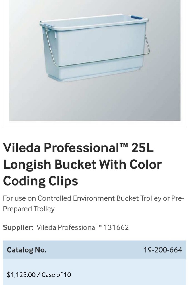 Vileda Professional™ 25L Longish Bucket With Color Coding Clips